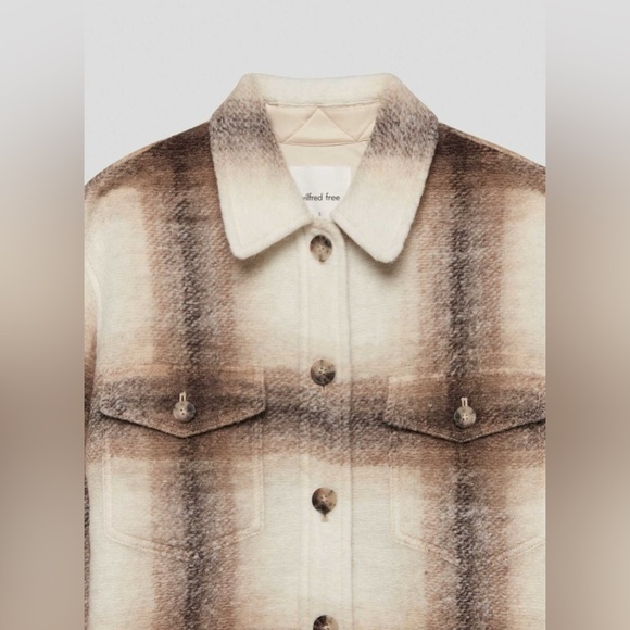 Aritzia Wilfred Free Ganna Shirt Jacket - Brown/Cream Plaid - Picture 3 of 13
